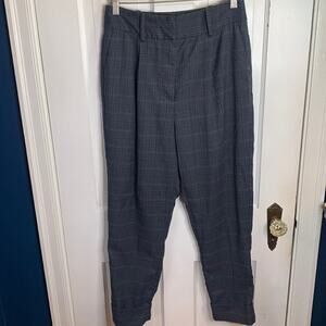 Frank And Oak Women’s Checked Plaid Tapered High Rise Cuffed Pants W-201 Size 8